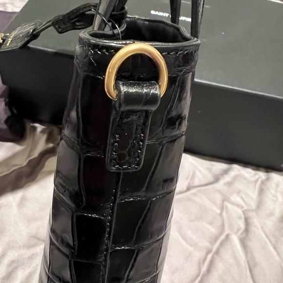 New Saint Laurent Mini Croc Embossed Tote - Picture 7 of 13